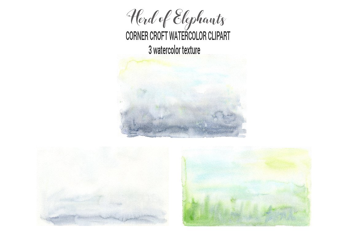 Watercolor Herd of Elephants