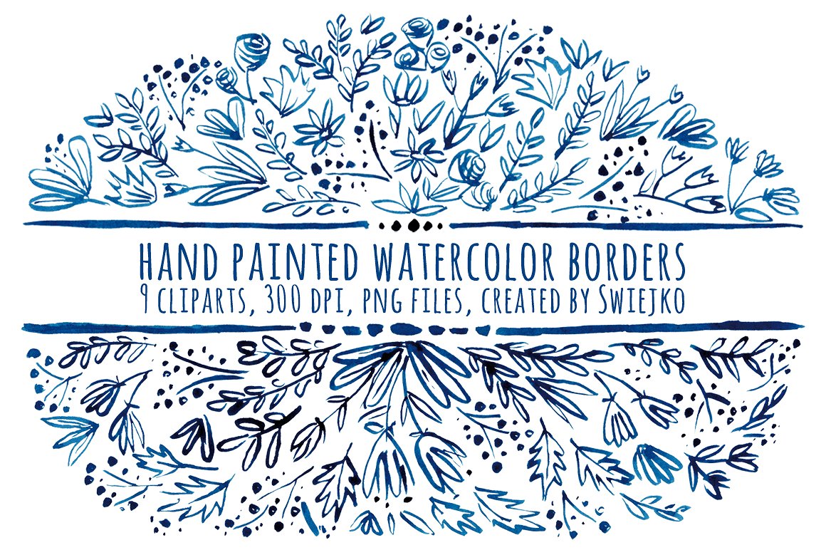 Watercolor Floral Borders