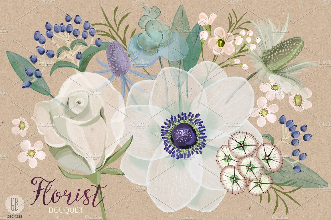 Watercolor florist bouquet ane