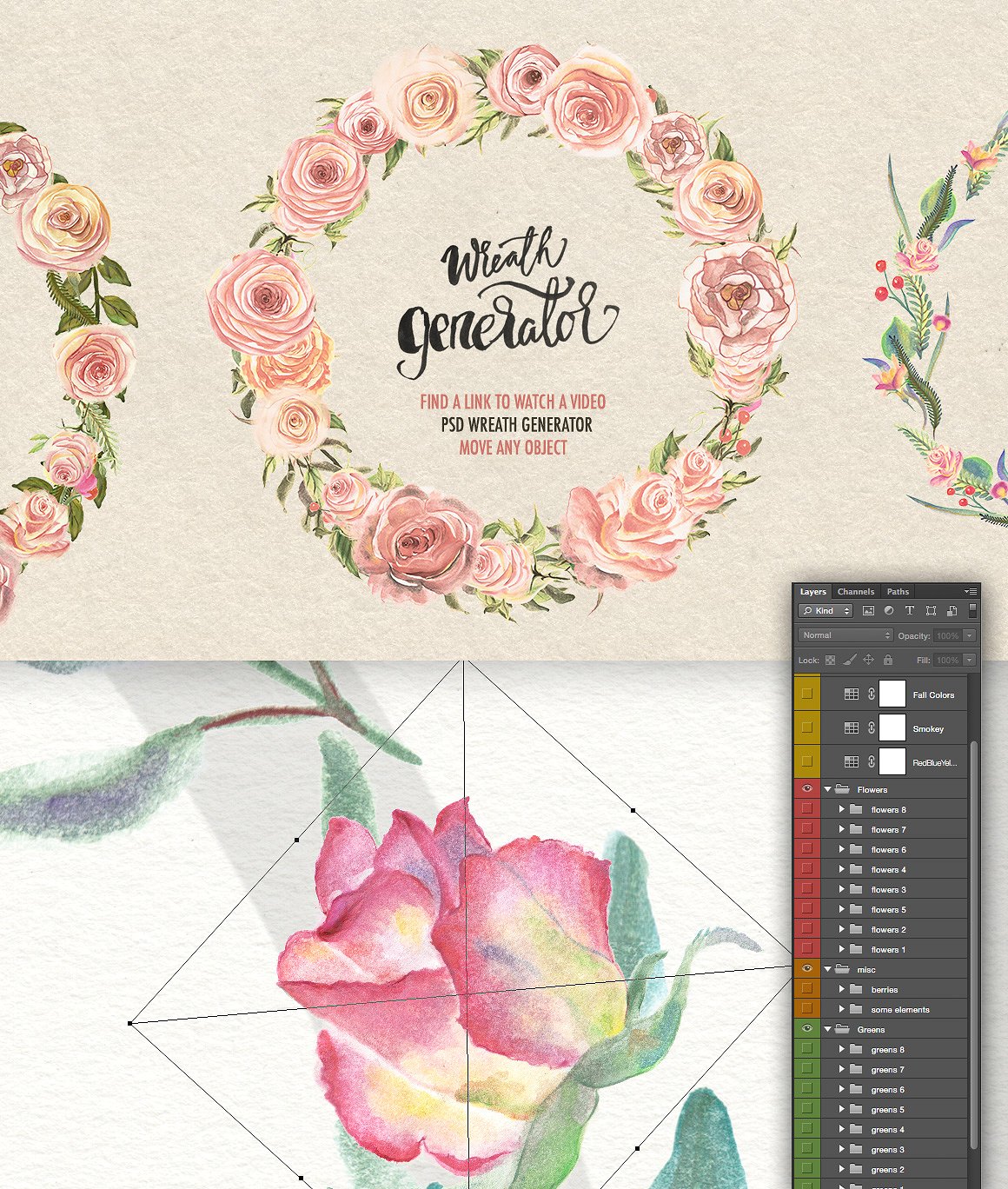 Watercolor flower DIY Pack2