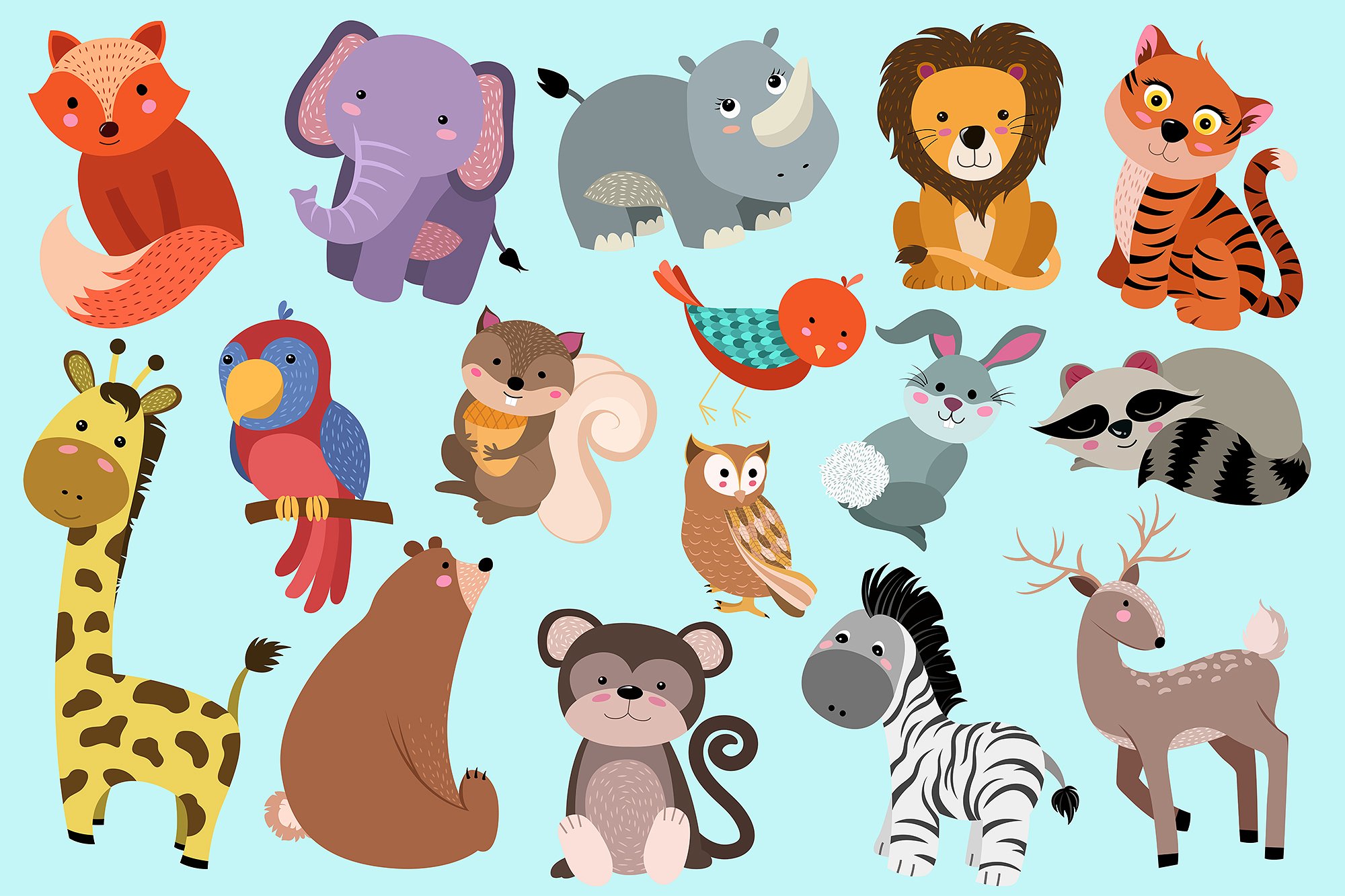 Cute Baby Animals Vector -amp;