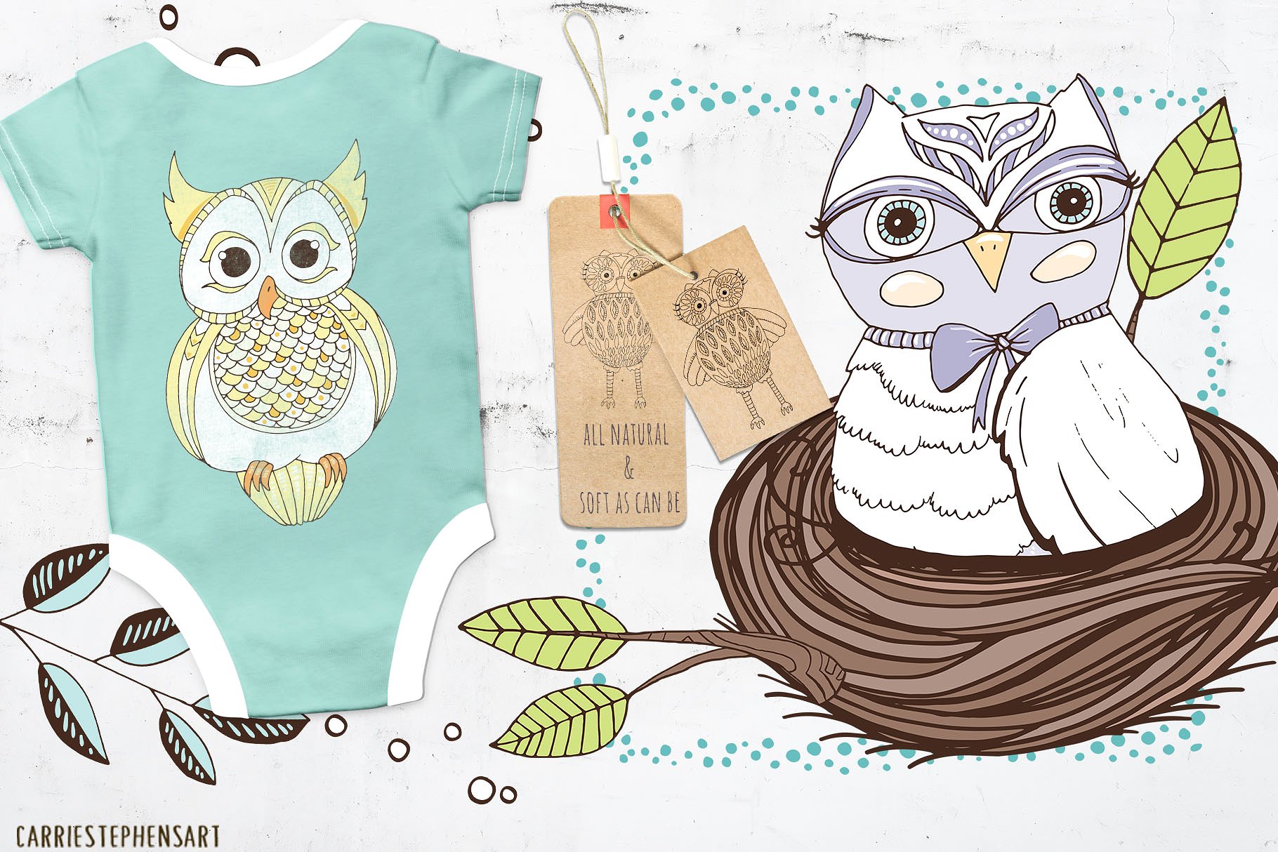 Cute Owl Graphics Set