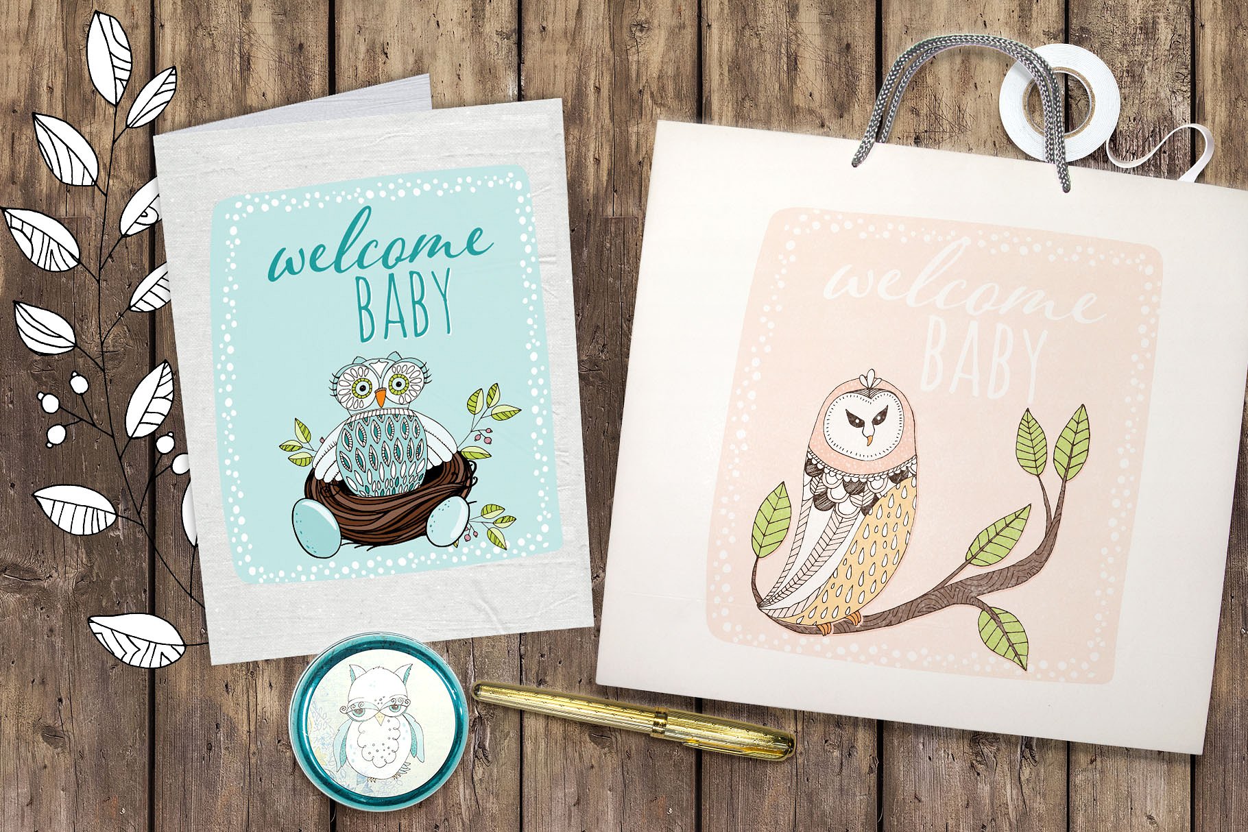 Cute Owl Graphics Set