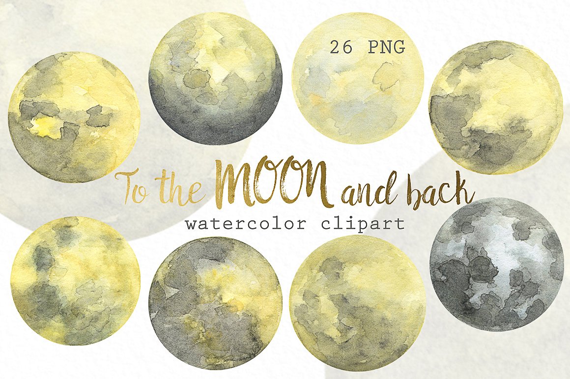 Moon Phases. Watercolor