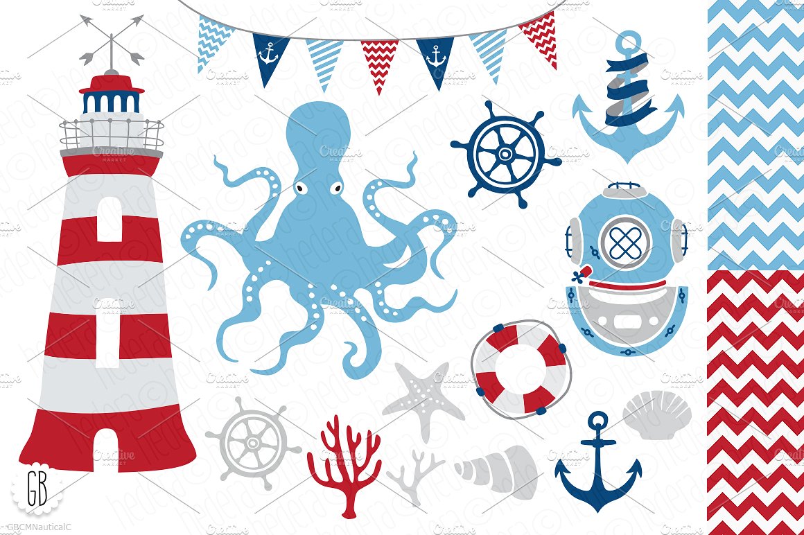 Nautical vector clip art, anch