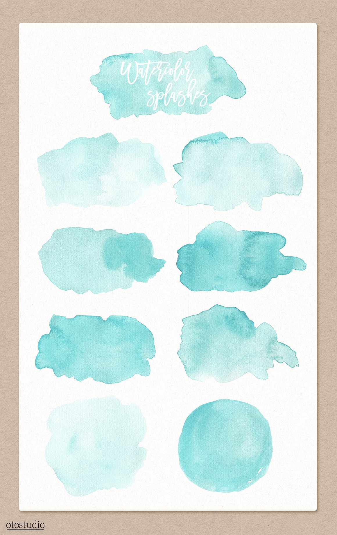 Mint Watercolor Splashes -amp;