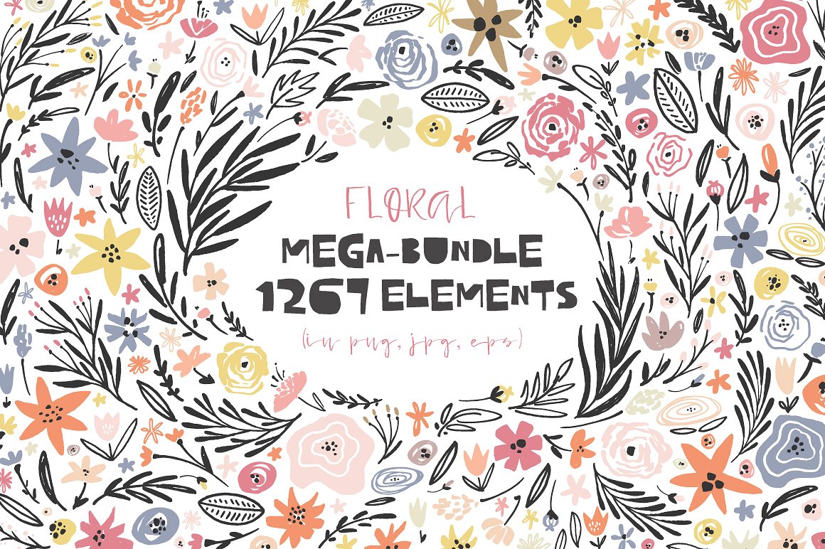 Floral mega-bundle: 1267 eleme