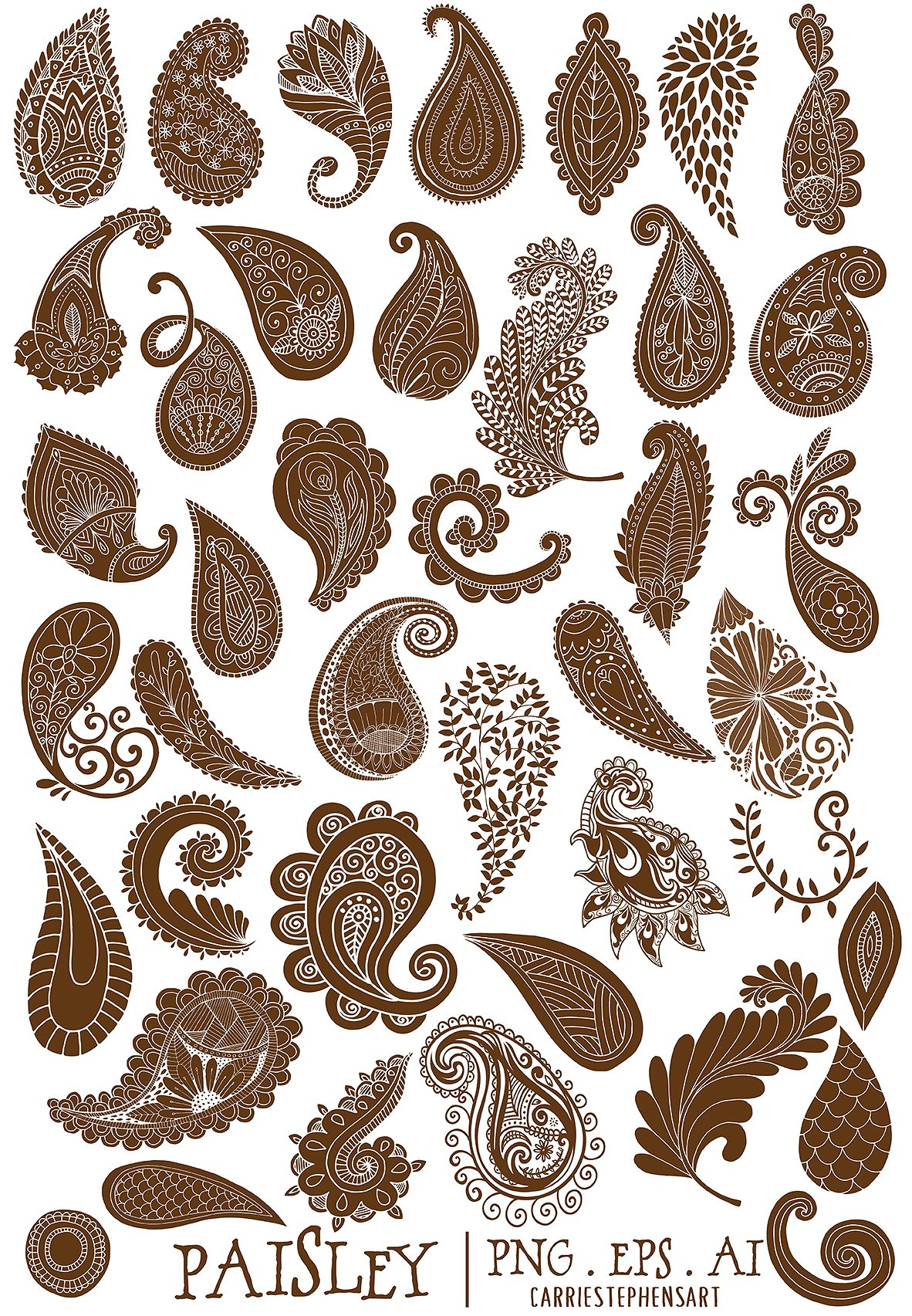 Boho Paisley Line Art Illustra