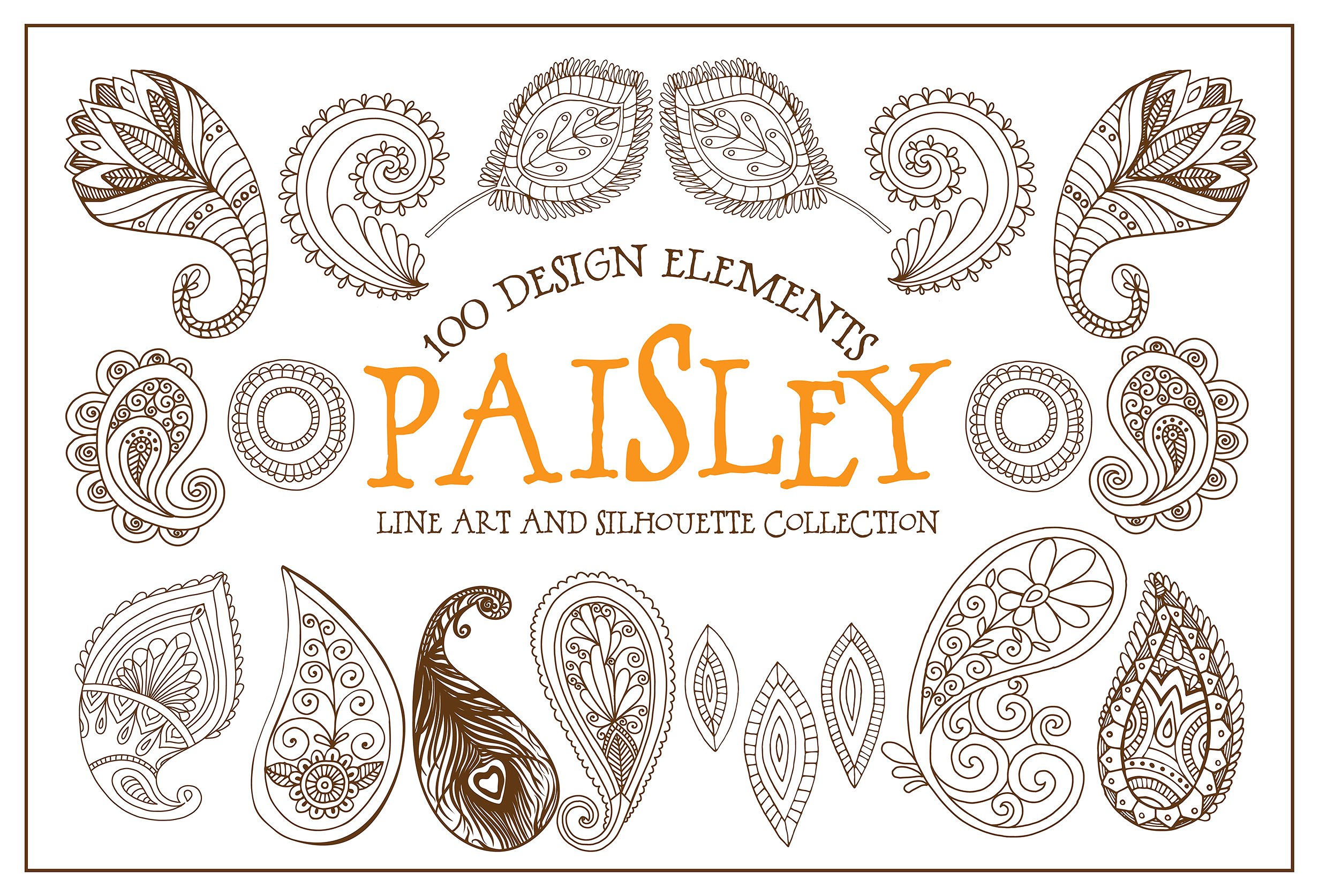 Boho Paisley Line Art Illustra