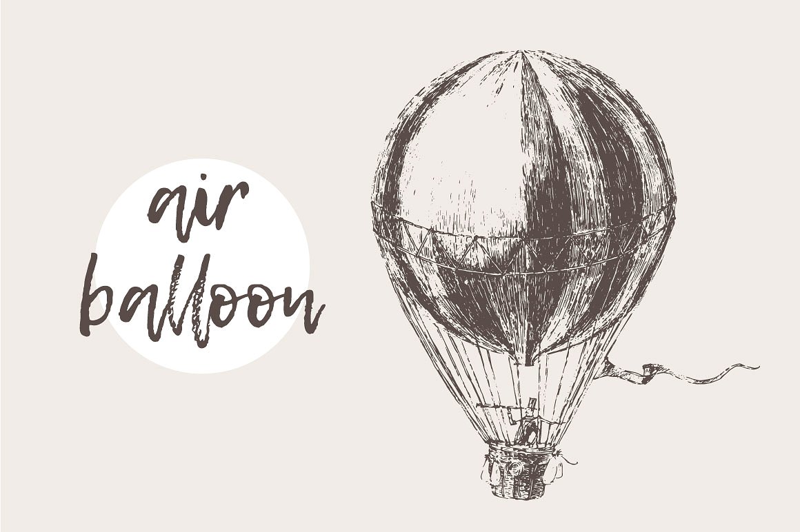 Flying retro air balloon with