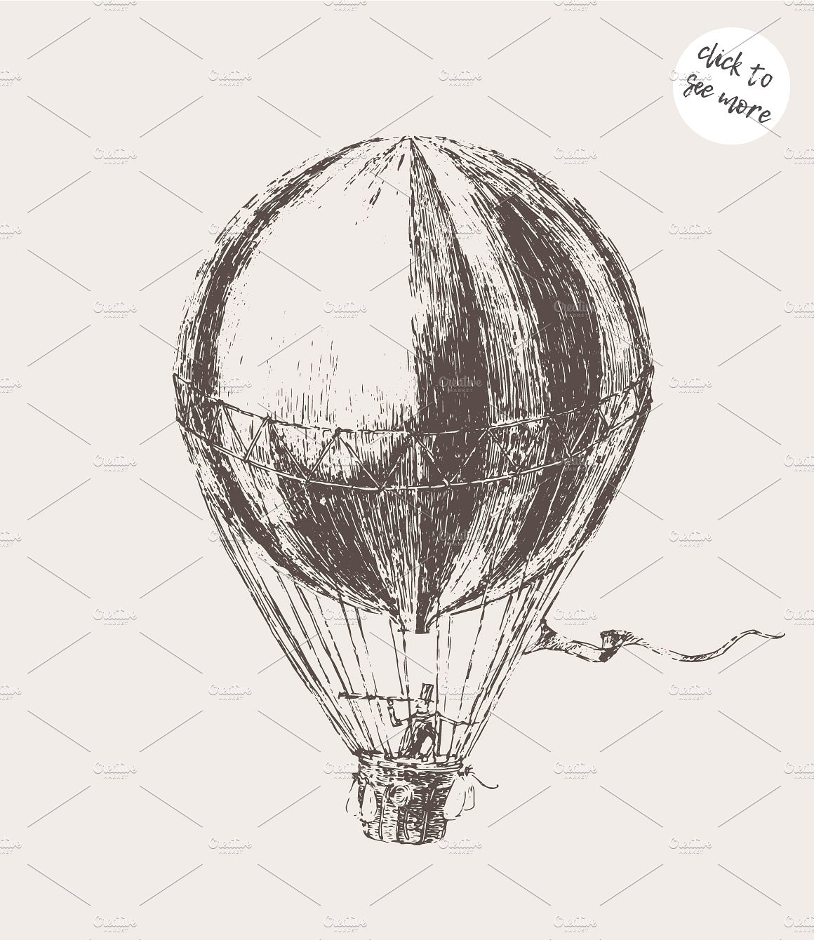 Flying retro air balloon with