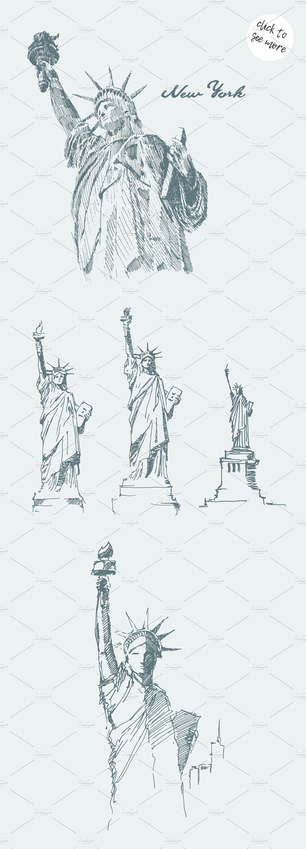 Set of sketches of Statue of L