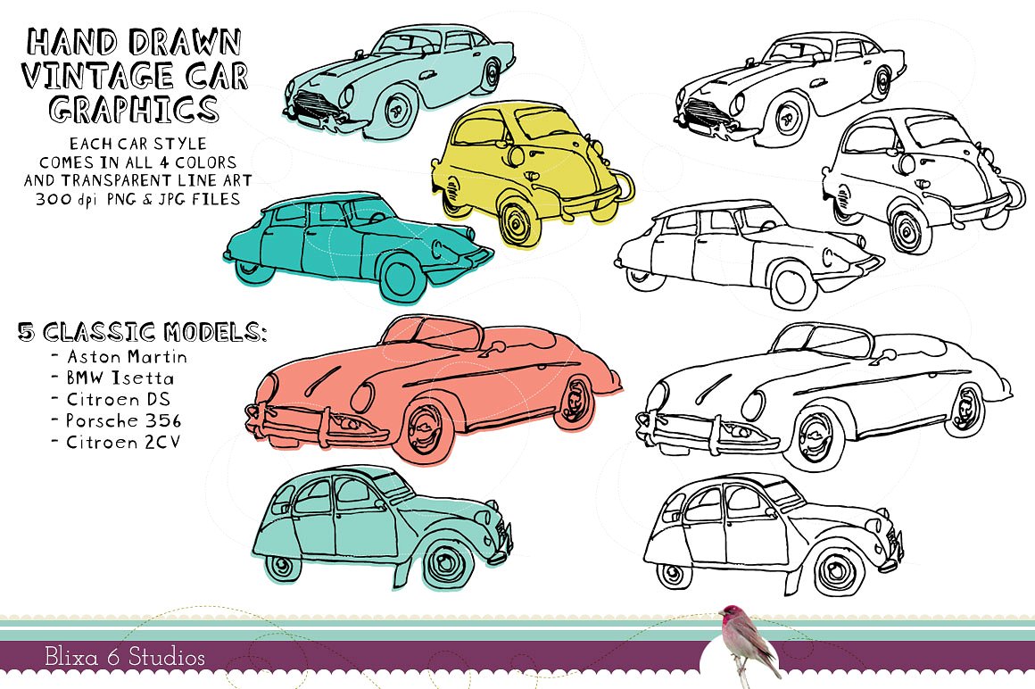 Vintage Car Clip Art Illustrat