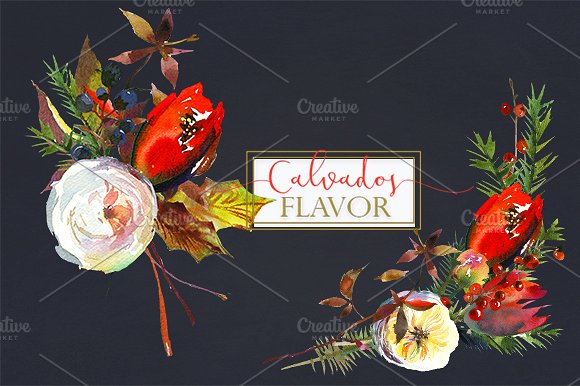 Red Winter Flowers Clipart Set