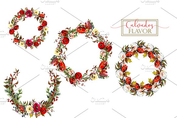 Red Winter Flowers Clipart Set