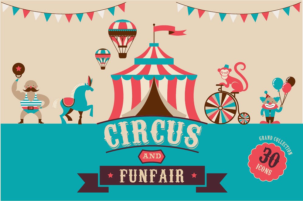 马戏团和游乐场主题设计元素Circus & Funf