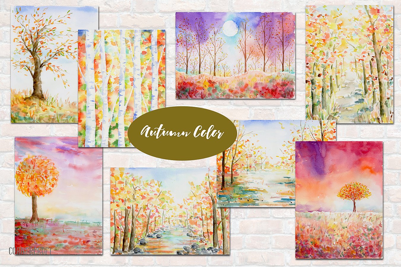 Watercolor Landscape Autumn Co