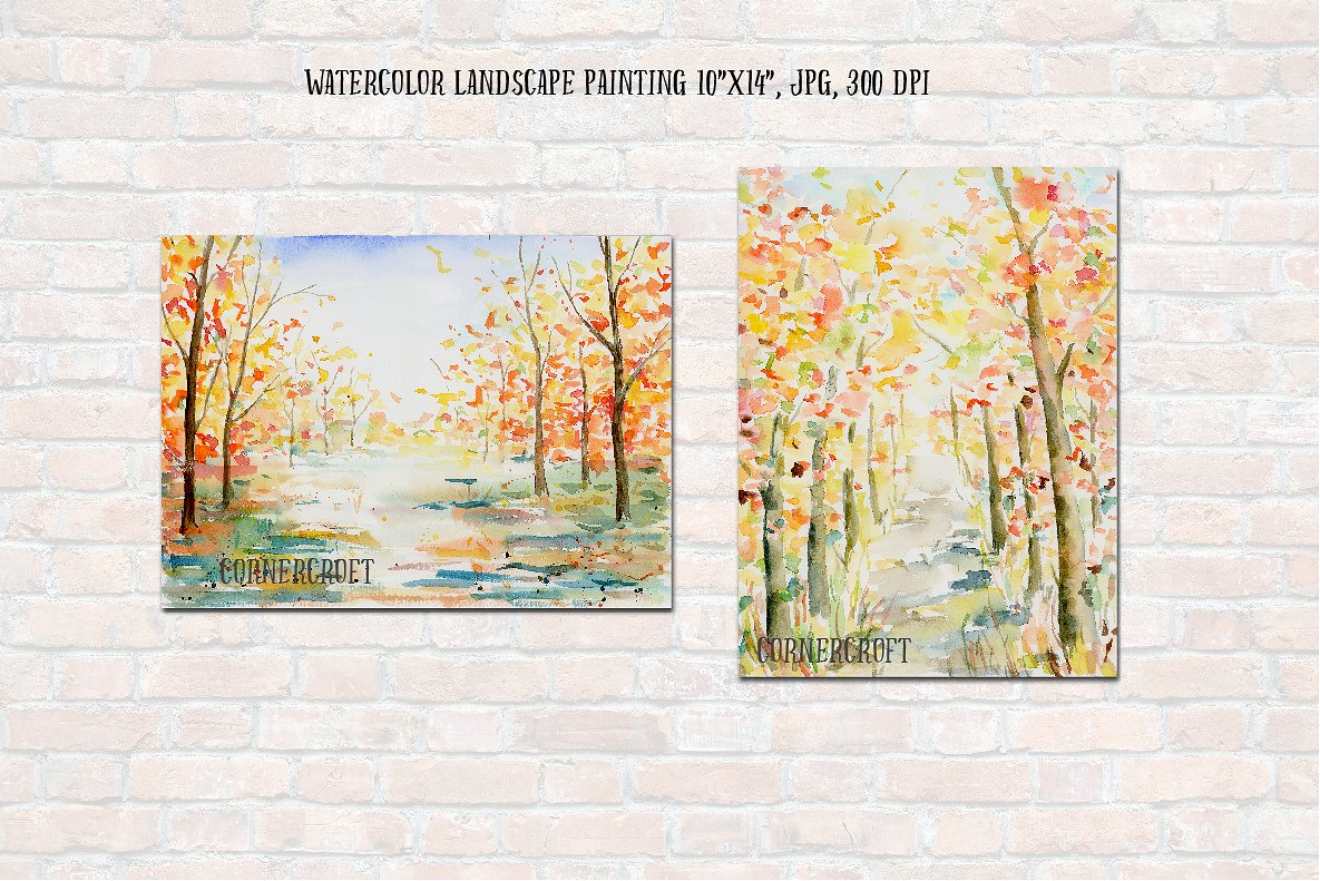 Watercolor Landscape Autumn Co