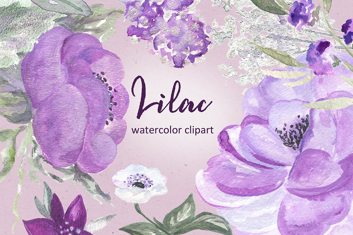 Lilac Soft purple watercolor c