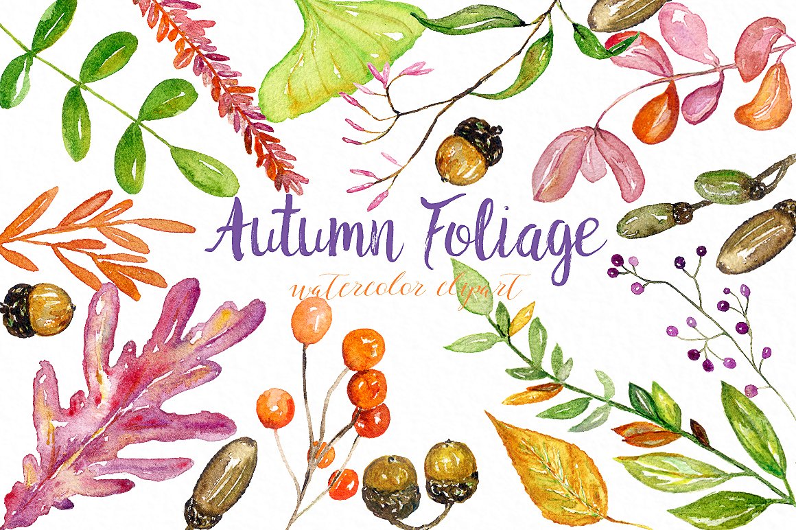 Autumn foliage. Watercolor ima