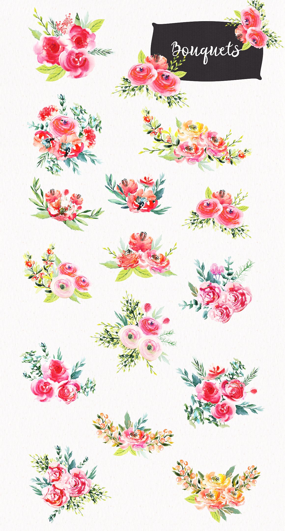 Watercolor Bright Flowers