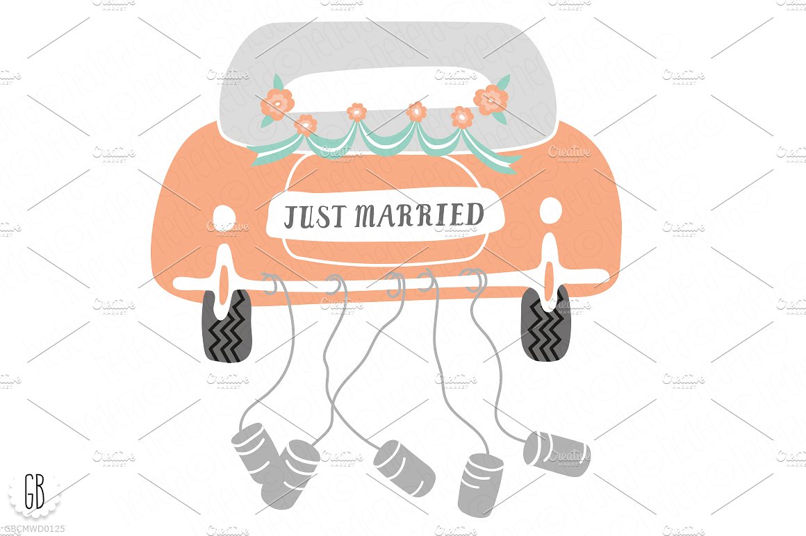 Just married wedding clip art