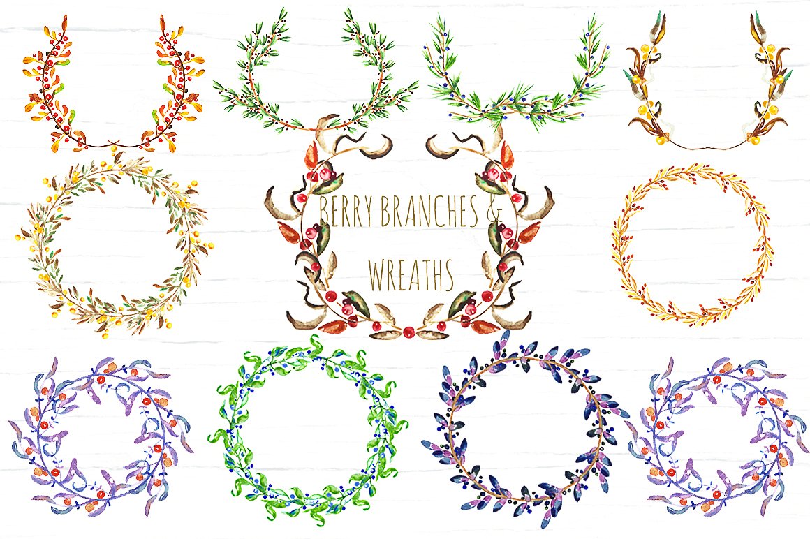 Berry Wreaths and branches cli