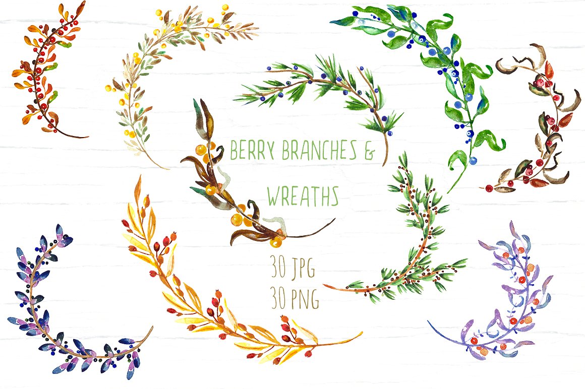 Berry Wreaths and branches cli