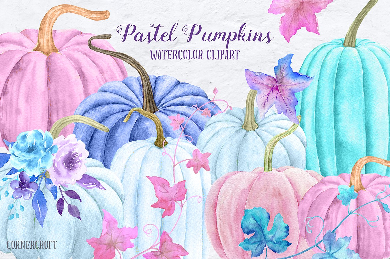 Watercolor Pastel Pumpkin Clip