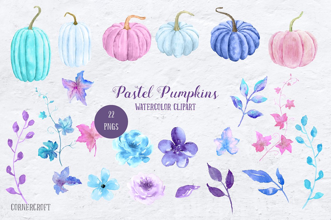 Watercolor Pastel Pumpkin Clip