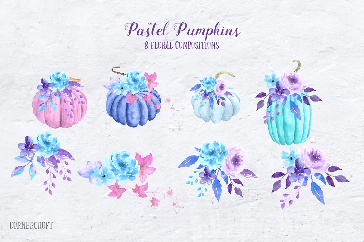 Watercolor Pastel Pumpkin Clip