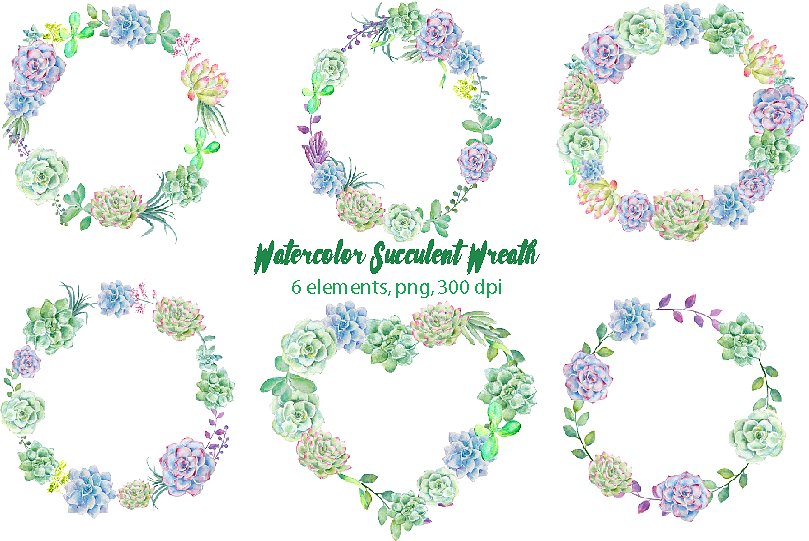 Watercolor Succulent Wreaths