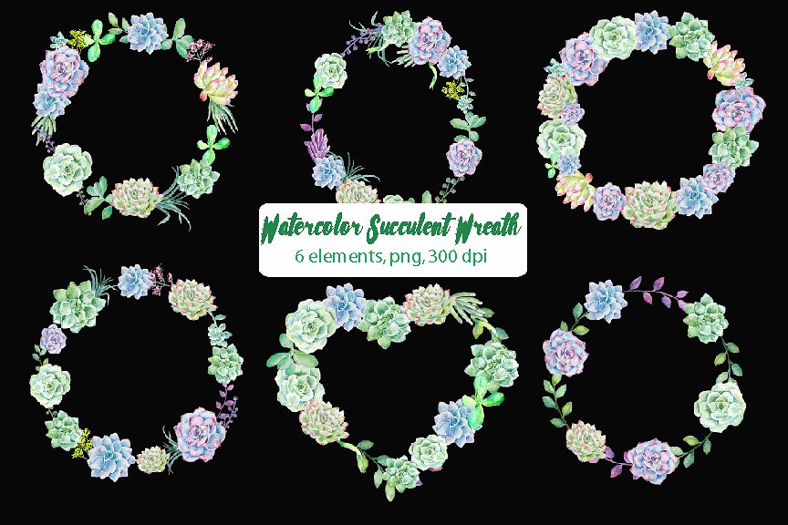 Watercolor Succulent Wreaths