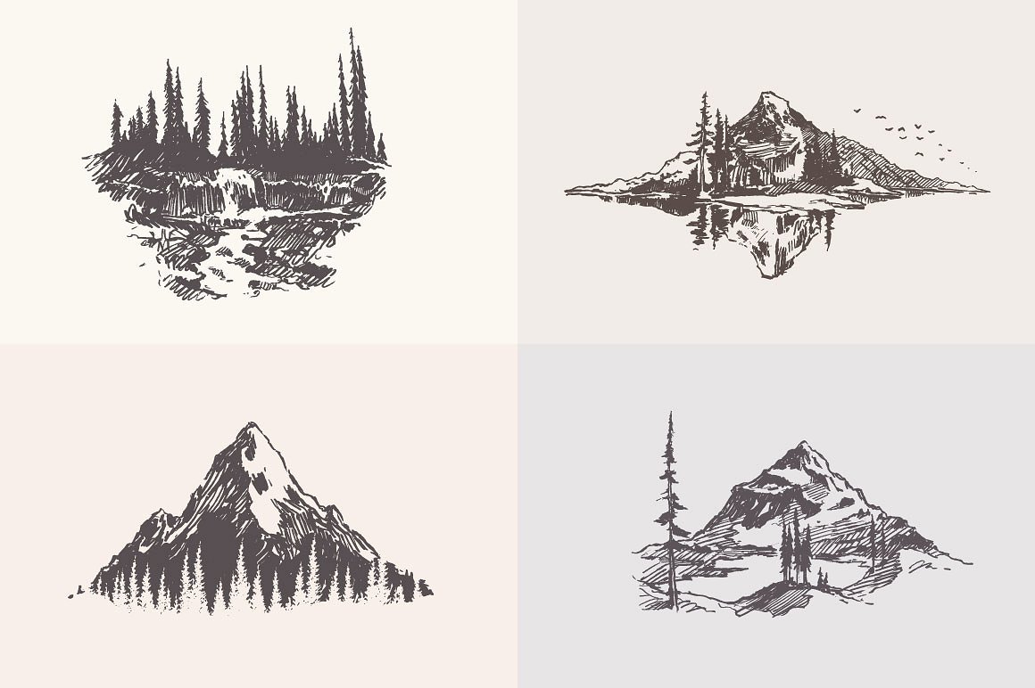 Collection of mountain landsca