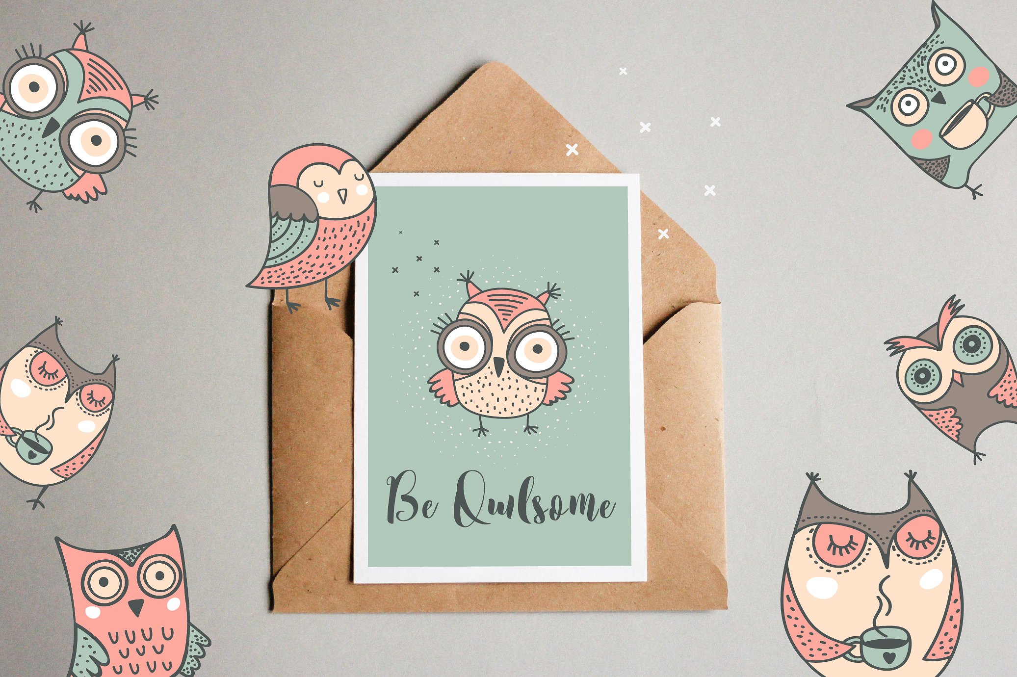 Cute hand drawn owl illustrati