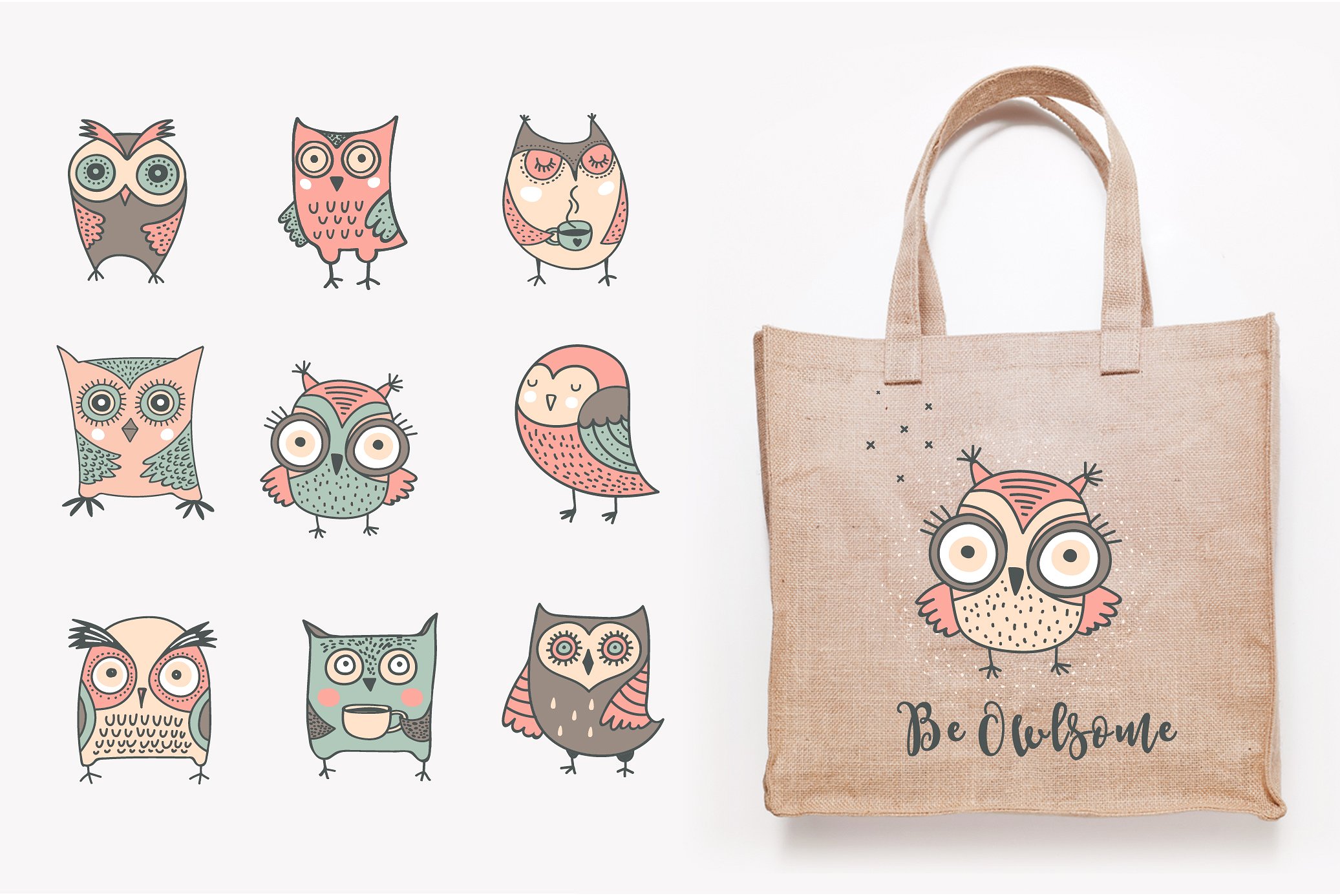 Cute hand drawn owl illustrati