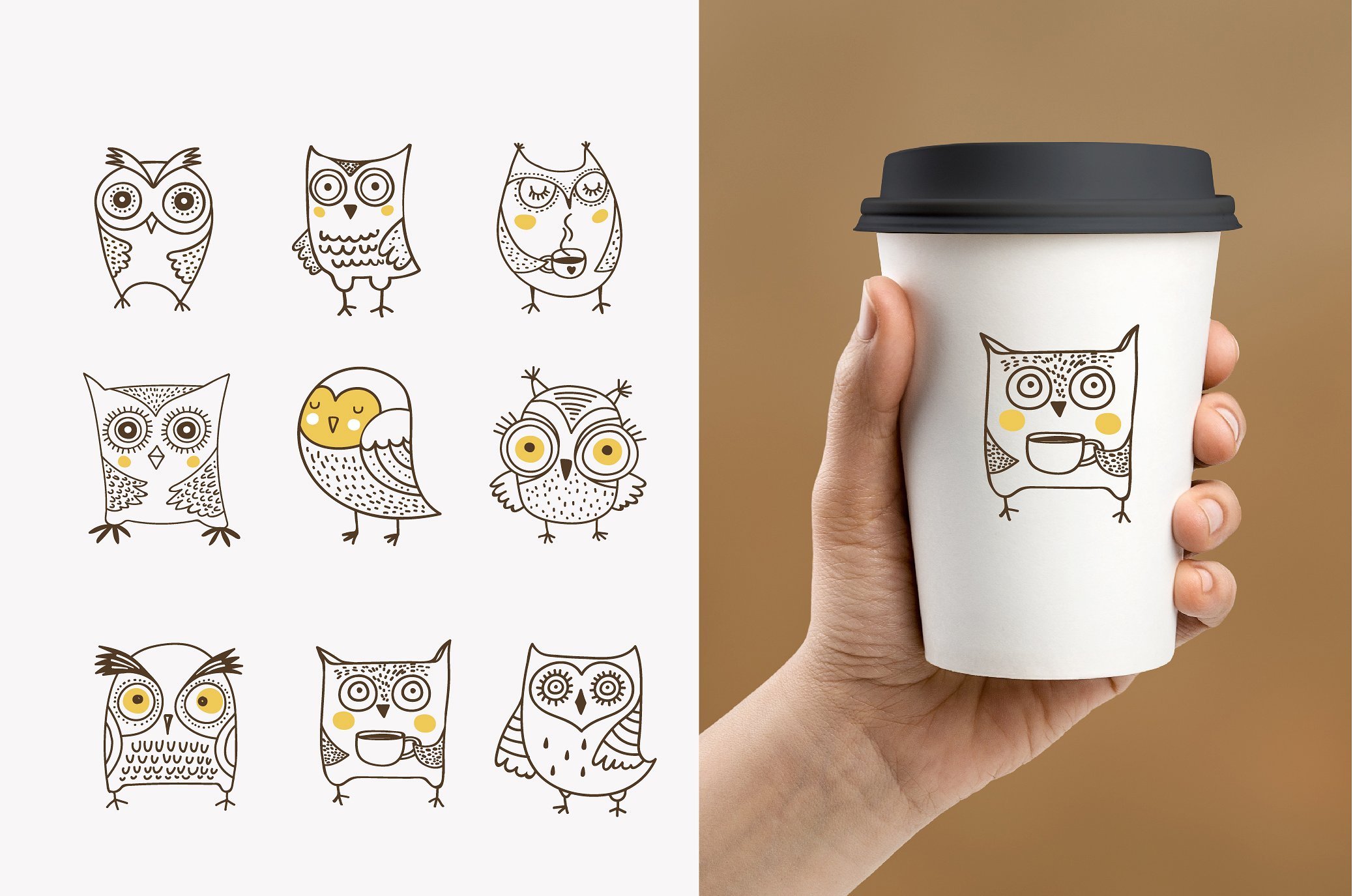 Cute hand drawn owl illustrati