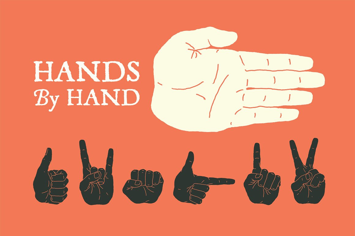 10 Hand Illustrated Hands and