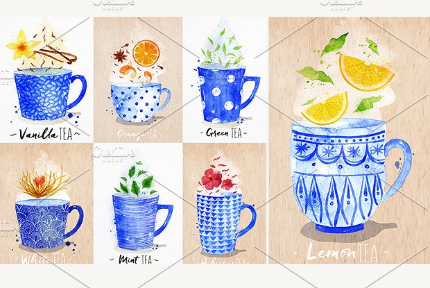 Watercolor Tea Menu