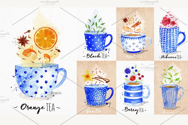 Watercolor Tea Menu