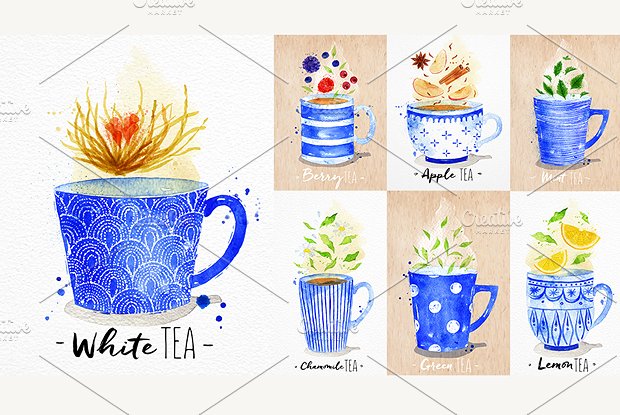 Watercolor Tea Menu