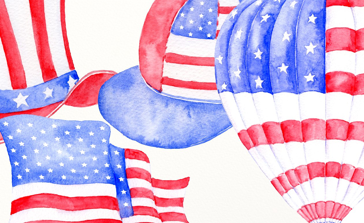 Watercolor American Flag Eleme