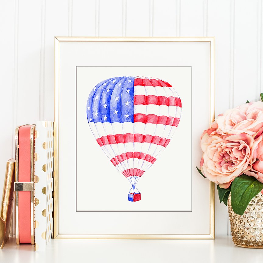 Watercolor American Flag Eleme