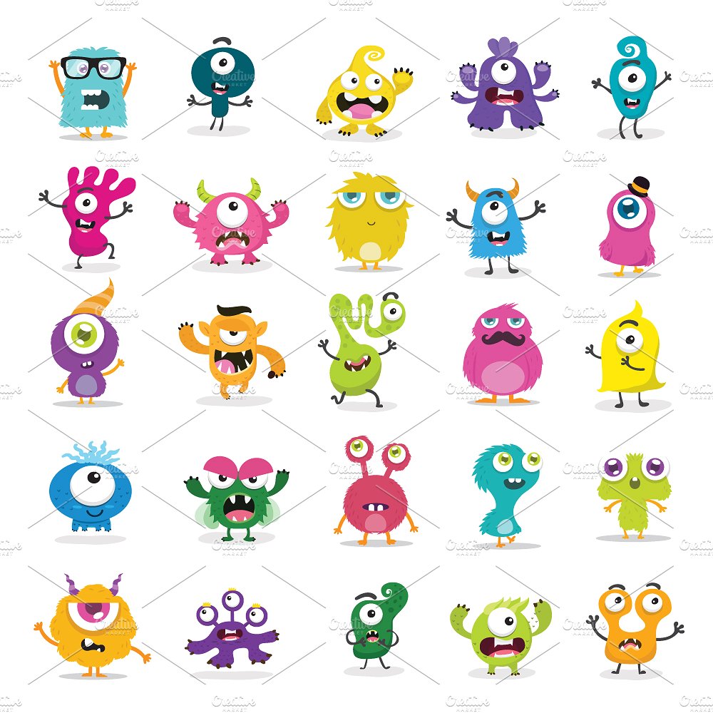 Cute Monster Vector Set