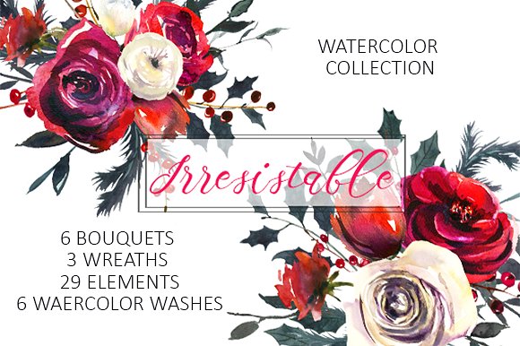 Red Roses Watercolor Clipart S