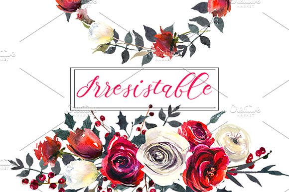 Red Roses Watercolor Clipart S