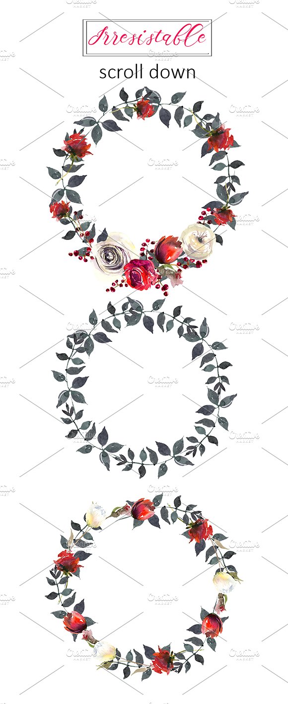 Red Roses Watercolor Clipart S