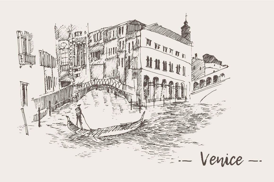 Set of sketches of Venice