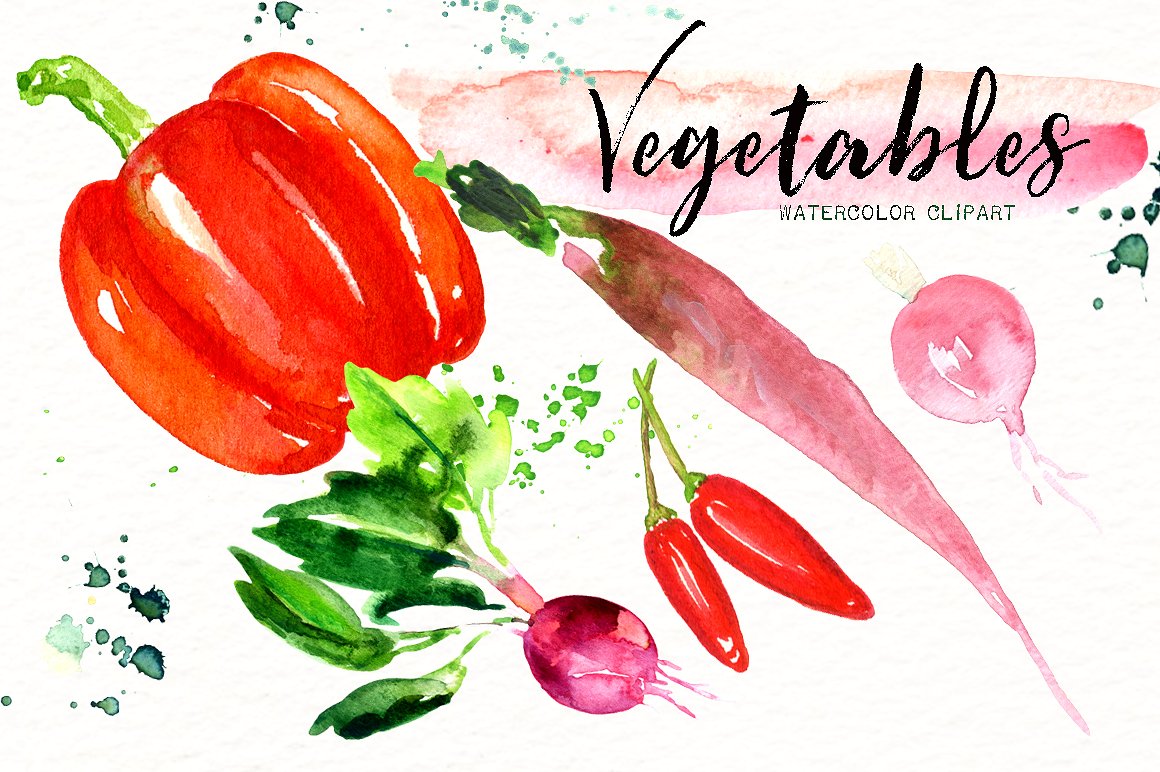 Vegetables. Vegan Watercolor c