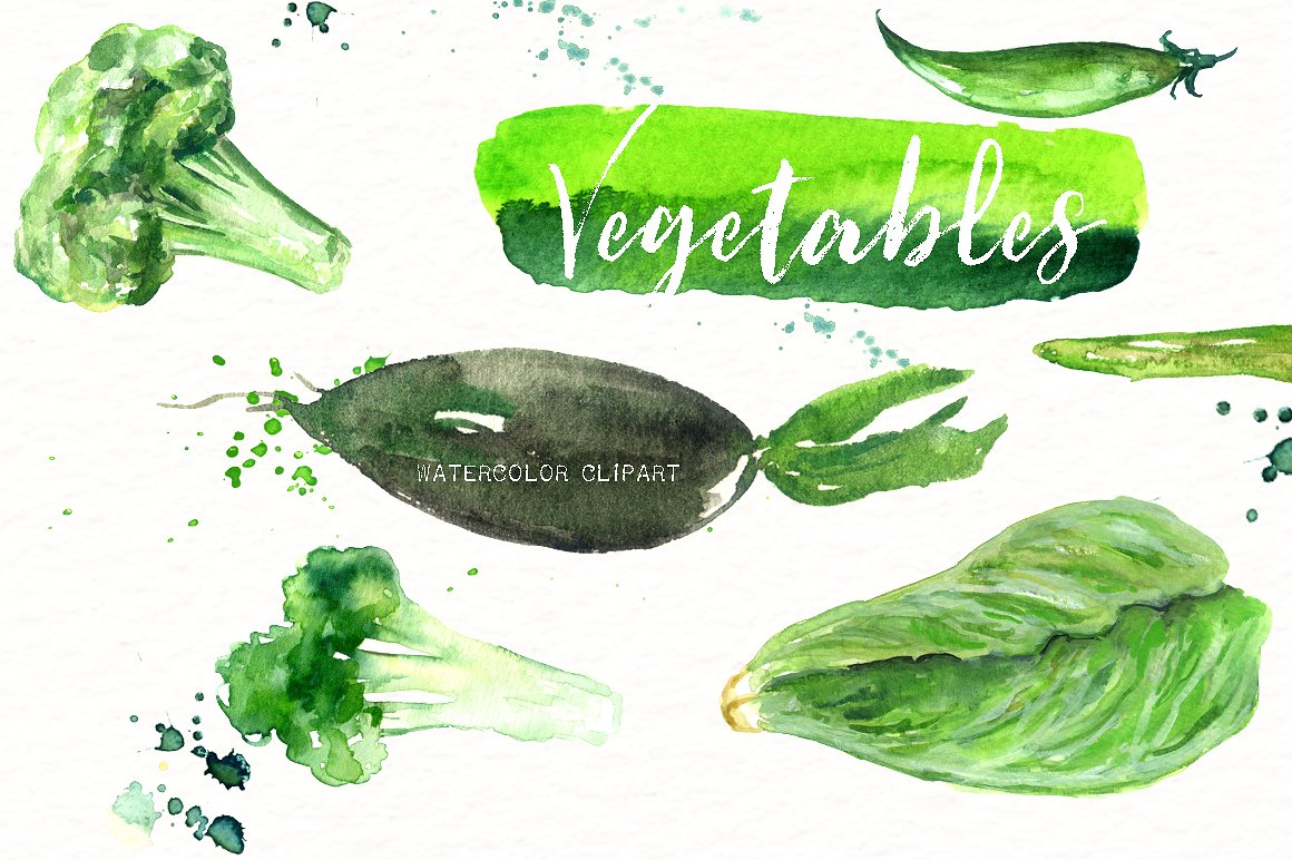 Vegetables. Vegan Watercolor c